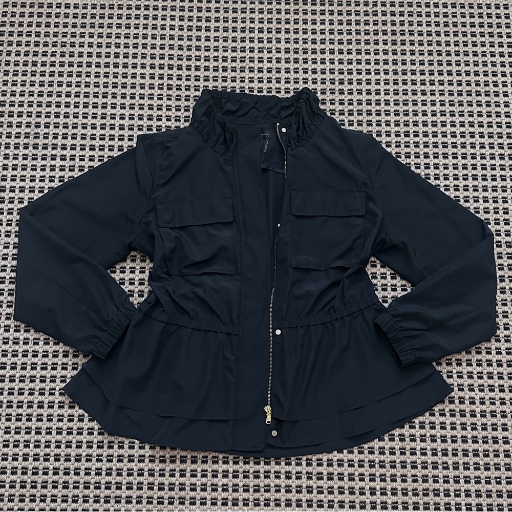 Donna Karen Peplum Cinched Black Utility Jacket Large